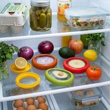 2/4Pcs Refrigerator Fresh-Keeping Boxes, Film Sealed Fruit Preservation Lids, Refrigerator Storage, Vegetable Fresh-Keeping Half-Cut Refrigeration, Mini Refrigerator Storage Boxes, Fruit And Vegetable Storage Boxes, Portable Anti-Oxidation Sealed Boxes - Multicolor - View 3