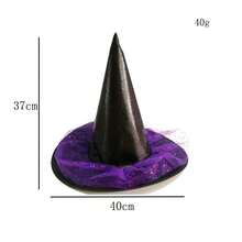 Halloween Wizard Hat Party Adult Black Pointed Oxford Cloth Magician Hat Witch Hat Masquerade Ball Party Dressing - Multicolor - View 12