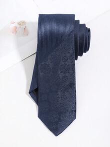 1Pc Men Dark Navy Vintage Damask Jacquard Slim Neck Tie Glossy Formal Business Wedding Suit Accessory - Multicolor - View 7