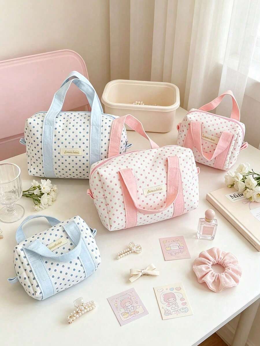 Wave Point Handheld Makeup Bag Large Capacity Portable Toilet Bag With Handheld Makeup Bag Suitable For Daily/Business Travel/Vacation - Multicolor - View 1