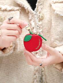 CHARM INFINITE Lovely Apple Fruit Keychain Mini Coin Purse, Lychee Grain Zipper Storage Bag, Sweet Backpack Charm Ornament For Girls Birthday Holiday Party Gift - Multicolor - View 7