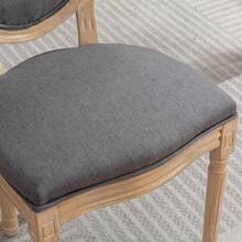 French Style Solid Wood Frame Antique Painting Linen Fabric Back Dining Chair, Set Of 2,Dark Gray,DE1845DG - 灰色 - 查看 9