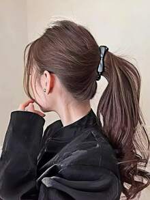 2pcs/1pc Minimalist Glossy Solid Color Bow Banana Twist Hair Clip, Non-Slip Strong Grip Vertical Ponytail Clip, Elegant Hair Accessory For Women, Suitable For Daily, Office, Travel - Multicolor - View 5