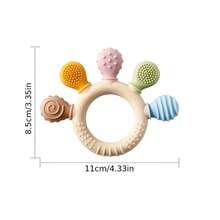Ba By Teething , Colorful Soft Silicone Teething Ring, Sensory Teether, Suitable For 0-3 Years Old Infants And Toddlers - Multicolor - View 4
