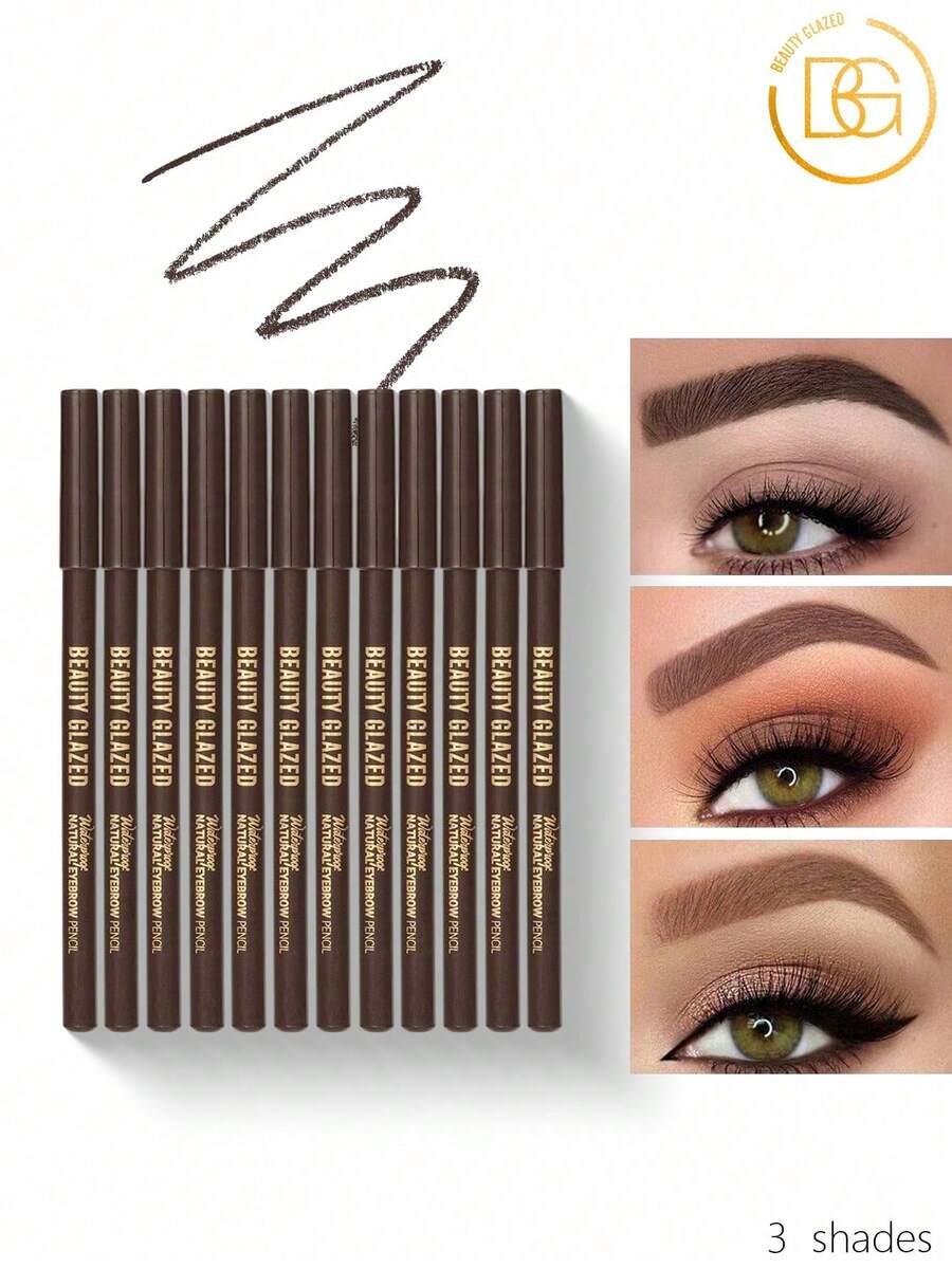 beauty glazed 12pcs Eyebrow & Eyeliner Pencil Set - Waterproof & Smudge-Proof Eyebrow Pencil - Long-Lasting Makeup Effect, Precise Eyebrow Shaping - set B - View 1