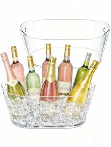 6.5L Party Ice Bucket, Large Plastic Beverage Cooler, Suitable For Champagne, Wine, Beer, Transparent Beverage Bucket, Suitable For Mimosa And Cocktail Bar, Portable Cooler Bucket, Suitable For Party Hosting And Service - View 1