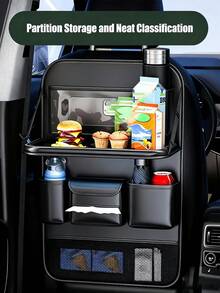 Organizer Penyimpanan Mobil dengan Meja Lipat, Tas Penyimpanan Multi-Saku Jala Dua Lapis, Tali yang Dapat Diatur dan Tempat Gelas, Menghemat Ruang dan Ideal untuk Bepergian Bersama Keluarga, Dudukan Tablet dan Buku Portabel, Aksesori Penyimpanan Mobil - MultiWarna - View 5