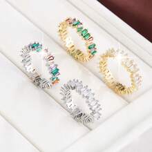 1pc Geometric Asymmetric Design Cubic Zirconia Inlaid Women's Ring Casual Gift - Multicolor - View 11