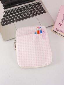 Cute Gingham Heart Floral Quilted Tablet Sleeve Bag Multi Pocket Zipper Carrying Case Soft Fabric Notebook Pouch Stationery Storage Bag, Laptop Bag - Multicolor - View 13