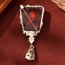 Artistic Snake-Shaped Brooch With Snake Pattern Winding Around Amber, Emerald, Pink Quartz Drop, Luxurious Texture Coat Brooch Accessory - Multicolor - View 4