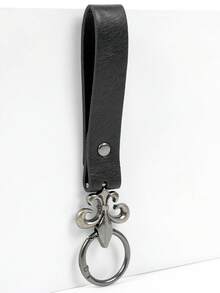 1pc Medieval Leather Belt Key Hook, Vintage Lily Metal Ring Keychain, Renaissance Viking LARP Cosplay Waist Hanging Costume Accessory, Halloween Outfit Decoration - ZSJ - View 5