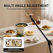 Adjustable Floor Tripod With Rotating Telescopic Arm And Phone Holder, Adjustable Height And Angle, Suitable For Smartphone Photography, Live Streaming, Video Recording, Cooking, Painting And Food Photography, Stable Structure - View 4