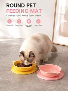 PETSIN 1 قطعة حصيرة وعاء حيوان أليف مقاومة للماء، حصيرة وعاء قطة/كلب، حصيرة سيليكون مانعة للانزلاق، حصيرة وعاء قطة مانعة للرذاذ وتدفق الطعام، مناسبة للأرانب والهامستر - متعدد الألوان - مشاهدة 7