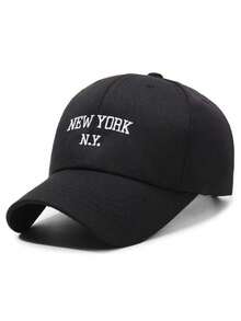 1pc Solid Color NEWYORK Embroidered Adjustable Baseball Cap, Spring/Autumn Travel Sun Protection Casual Hat - Multicolor - View 7