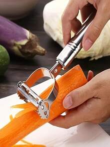 1/2 buah Pengupas Sayuran Stainless Steel – Pengupas Dapur Multifungsi yang Dapat Dicuci Sepenuhnya untuk Kentang, Wortel, Mentimun, dan Apel | Alat Pemotong Tajam, Peralatan Dapur Rumah Tangga, Aksesori RV Kecil - Perak - View 3