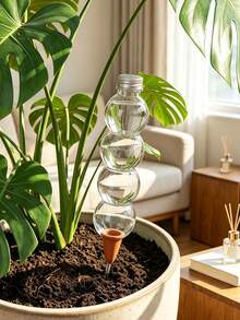 1/2pcs New Large Capacity Automatic Watering Device, Transparent Self-Absorbing Water Ball With Clay Tip, Slow Release Drip Irrigation Plug For Potted Plants, Home Gardening Hands-Free Watering Tool - Multicolor - View 4