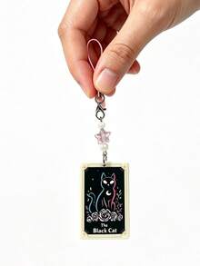 1pc Minimalist Halloween Phone Chain, Double-Sided Acrylic Tarot Card Design, Decorative Phone Charm, Bag & Keychain Accessory - Multicolor - View 4
