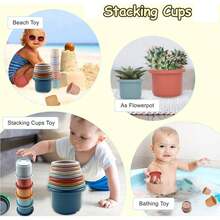 Baby Stacking Cups Toy, Suitable For 6-12 Months Infants, Montessori Toddler Toy, Gift/Christmas Gift - Multicolor - View 5