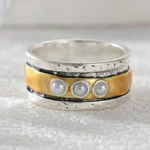 DIYCCPC Vintage Bohemian Wide Band Ring, Multi-Layer Contrast Color Textured Craft, Women's Holiday Party Personalized Accessory - Two-color - View 6