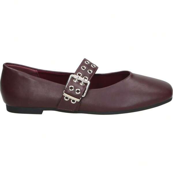 XTI | XTI Women's Flat Shoes – Burgundy Ballet Flats – Maroon – Mary Janes With Buckle Closure – Square Toe – Stylish – Comfortable And Versatile – Fashionable