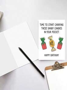 1pc "Time To Start Carrying These Fancy Candies" Birthday Card With Envelope, Humorous "We're Getting Old" Style, Suitable For 40th, 50th Birthday, For Friends And Colleagues, Blank Inside - Multicolor - View 2