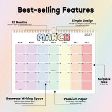 1pc 2026 January - December Wall Calendar, Creative Minimalist Cartoon Design, Simplistic Wall Hanging Calendar, 12 Monthly Planning Sections, Suitable For Home/Office, Christmas/New Year Gift - Multicolor - View 4