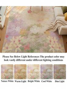 1pc Light Purple Floral French Style Living Room Rug, Suitable For Kitchen, Dining Room, Bedroom Holiday Decor, Indoor/Outdoor, Office, Anti-Slip Doormat, Bathroom, Hallway, Study Area Carpet - Mauve Purple - View 7