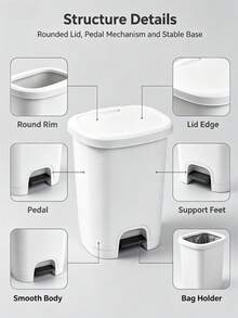 Portable 18L Foot Pedal Plastic Trash Can With Lid, Sealed Odor Proof Waste Bin, Hands-Free Garbage Storage Bucket, Multi Color Available For Kitchen Bathroom Bedroom Home Organization - Multicolor - View 6