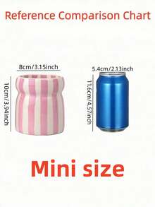 1pc Striped Ceramic Storage Jar, Utensil Holder, Cutlery Caddy With Multi-Color Striped Pattern, Suitable For Kitchen Storage, Tableware Organization, Home Decor, Back To School Supplies, Holiday Gifts - View 14
