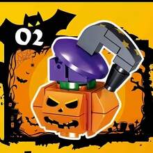 305pcs 12-In-1 Halloween Mini Building Blocks Set, DIY Pumpkin Ghost Bat Haunted House Blocks, Halloween Party Small Gift Toys, Spooky Desktop Decor, Suitable For Boys And Girls Trick Or Treat Holiday Gift - Multicolor - View 2