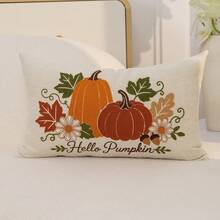 1件感恩節米色南瓜楓葉花卉刺繡枕套,感恩節 Hello Pumpkin 刺繡枕套,適合室內裝飾,感恩節裝飾,四季通用枕套,不含枕芯 - 米色 - 查看 10