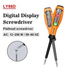 NJTY LY86D 2-In-1 Digital Voltage Tester Screwdriver, 12-250V AC Electrical Test Pen With LCD Display, Red/Green Dual-Color Indicator, LED Light, Circuit Breakpoint Detection, Ergonomic Rubber Grip - Multicolor - View 6