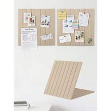 Felt Bulletin Board Tiles, 2 Pack Small Cork Board Alternative | 11.8*11.8in Striped Pin Board With 12  Tabs, Display Photos, Memos & N - OatmealGray - View 1