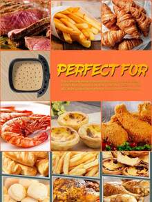 300pcs Square Perforated Air Fryer Baking Paper Liners, Unbleached Non-Stick Heat-Resistant Parchment Paper Cooking Mats, Suitable For Oven Baking, Fried Chicken, French Fries, Pizza, Kitchen Baking Supplies, Back To School And Holiday Cooking Essentials [200/100pcs] - Multicolor - View 11