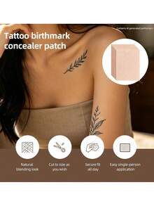 10Pcs Tattoo Cover Up Patch Ultra Thin Cuttable Sweat-Resistant Invisible Covering Tattoos Birthmarks Black Spots Easy To Use - Brown - View 4