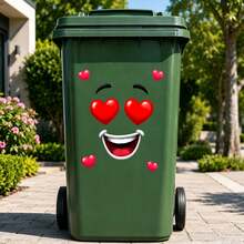 Funny Cartoon Big Mouth Face Trash Can Sticker, Waterproof Removable Vinyl Trash Can Decal, 2D Flat Pattern Outdoor Yard Porch Trash Can Decoration, DIY Peel And Stick Creative Home Garden Cabinet Decor - Face Trash Can Stickers - View 5