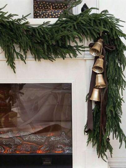 2pcs Norfolk Pine Christmas Wreath, Artificial Green Wreath, Suitable For Front Door Wall Window Porch Decoration, Holiday Christmas Decor, Fireplace Decor, Porch Railing Home Decor, Christmas Tree Decoration