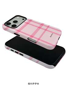 GIIPPA 1件粉色不規則格紋設計手機殼，適用於Phone 17 Pro Max，相容Phone 16 Pro Max、15 Pro Max、14 Pro Max，韓系高端時尚趣味手機殼，適合11/12/13/14/15/16 Pro Max Plus，男女皆宜的優雅設計，聖誕節、情人節、復活節、婚禮季與生日送女友的完美禮物！ - 粉色 - 查看 4