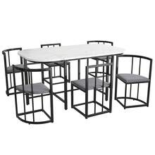 6-Seat Dining Table Set Black Wood - 黑色 - 查看 4