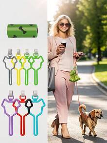 1/3Pcs Hands‑Free Dog Poop Bag Holder Hook, No‑Knot Waste Bag Fastener Clip, Pet Leash Mounted Poop Bag Dispenser, Portable Dog Waste Bag Bracket, Walking Accessory For Puppy & Adult Dogs, Outdoor Pet Cleaning Supplies - View 1
