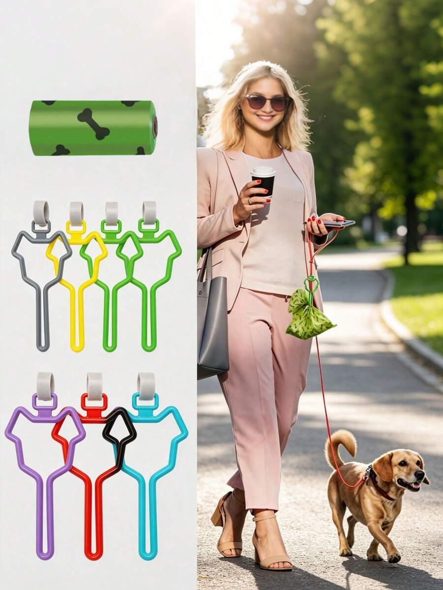 1/3Pcs Hands‑Free Dog Poop Bag Holder Hook, No‑Knot Waste Bag Fastener Clip, Pet Leash Mounted Poop Bag Dispenser, Portable Dog Waste Bag Bracket, Walking Accessory For Puppy & Adult Dogs, Outdoor Pet Cleaning Supplies - View 1