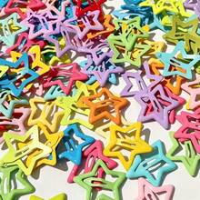 40pcs Dopamine Colorful Star Hair Clips, Y2K Style Mixed Color Star Hair Clips, Candy Color Five-Pointed Star BB Clips, Bangs Hair Accessories - Multicolor - View 3