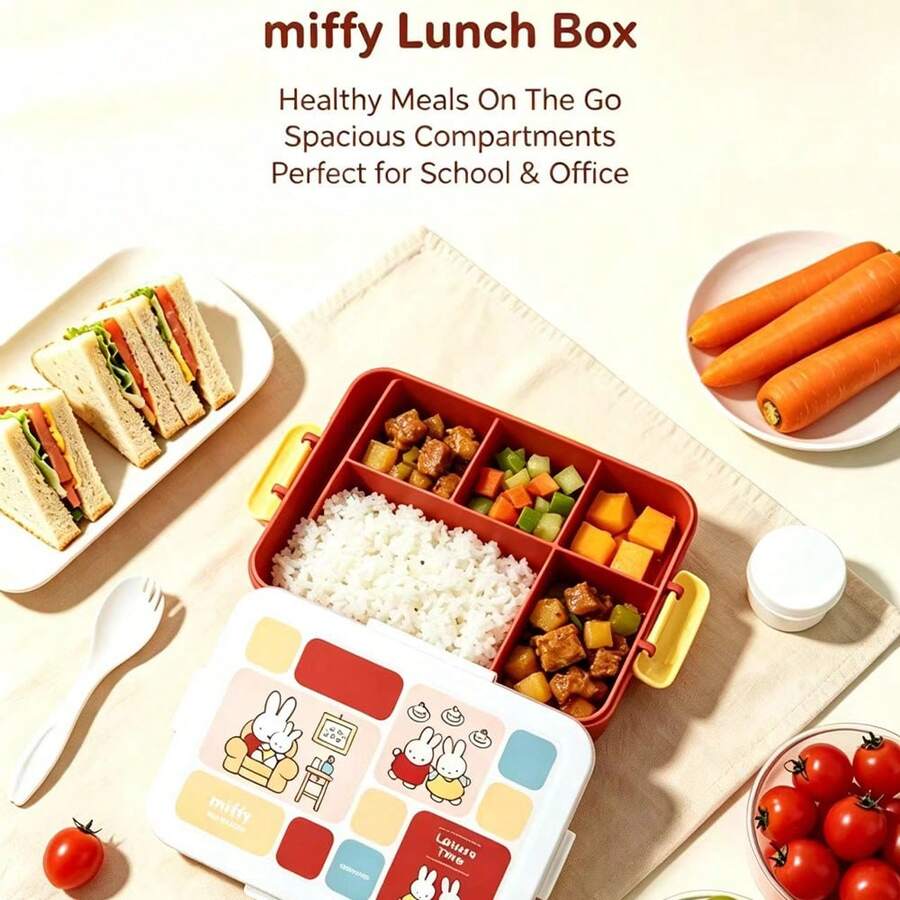 1 buah Kotak Makan Siang Persegi Panjang Miffy Leisure Time Asli, Kapasitas Besar 1000ml, Sempurna untuk Perjalanan Sehari-hari dan Kegiatan di Luar Ruangan, Hadiah yang Bagus untuk Keluarga dan Teman - MultiWarna - View 1