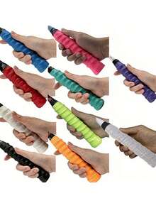Premium Non-Slip Badminton And Tennis Racket Grip Tape, High Traction Moisture-Wicking Comfortable Handle Wrap, Perforated Breathable Anti-Slip Tape, Sweat-Absorbing, Tennis/Squash Racket Handle Grip, Durable Replacement Tennis Racket Inner Grip, Badminton/Squash Racket Handle - Multicolor - View 2