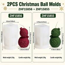 1/2件裝聖誕雪花球矽膠蠟燭模具 3D聖誕球蠟模 DIY香氛蠟燭、手工皂、石膏製作,節日家居裝飾與手工禮物 - 聖誕球模具 - 查看 14