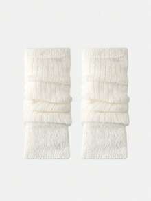 Super Soft Knitted Warm Arm Sleeves Fluffy Arm Warmers With Thumb Hole For Cold Weather Stretchy Y2K Japanese Style Long Fingerless Gloves - Multicolor - View 16