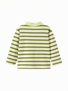 Balabala Camiseta de Manga Longa para Meninos com Estampa Gráfica Fofa, Camisa Casual Macia para Bebês e Crianças, Roupa de Outono - tom de café branco - Visão 5