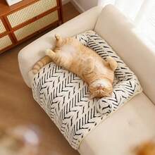 Cat & Dog Plush Sofa Bed With Cushion, Indoor Pet Sofa Bed, Anti-Slip Furniture Protector For Kittens & Puppies - Black and White - View 6