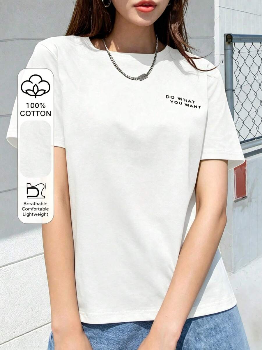Unisex Summer Slogan Print Crop Top - White - View 1