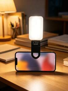 1pc Detachable Clip-On Phone Fill Light, With Adjustable Bracket, Adjustable White/Warm/Natural Light, Rechargeable, Compact And Portable, Suitable For Laptop/Phone/Tablet/Video Call/Makeup, Perfect For Selfie And Live Streaming, Portable Fill Light. Featuring Matte Back Design, Enhanced Texture, High Portability For Daily Use - Rectangular Style - View 8
